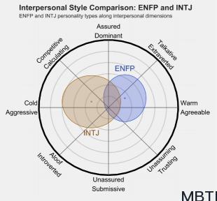 ENFP 和 INTJ   的区别体现:人际关系、友谊和伙伴关系